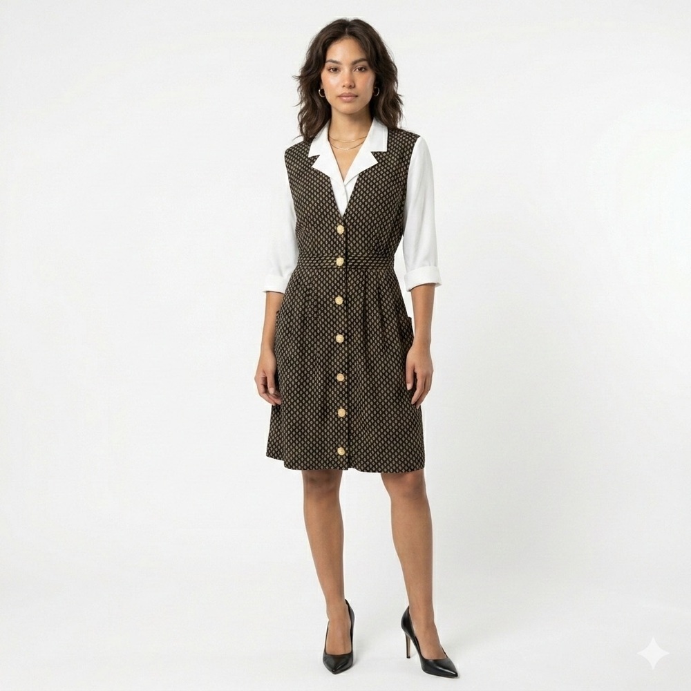 R J Stevens Women’s Shirtwaist Dress Made In USA Button Front 10P